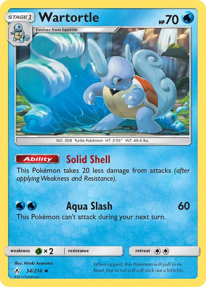 Wartortle 34/214 card from SM - Unbroken Bonds