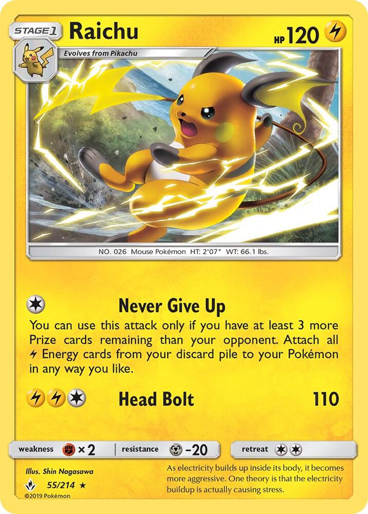 Raichu 55/214 card from SM - Unbroken Bonds
