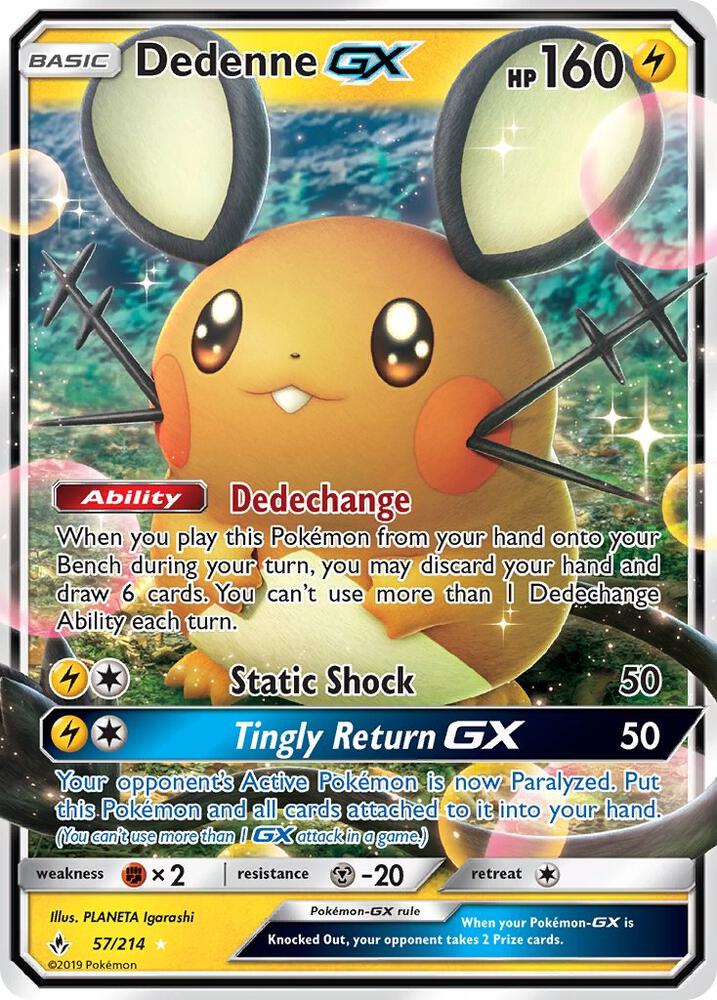 Dedenne GX 57/214 card from SM - Unbroken Bonds