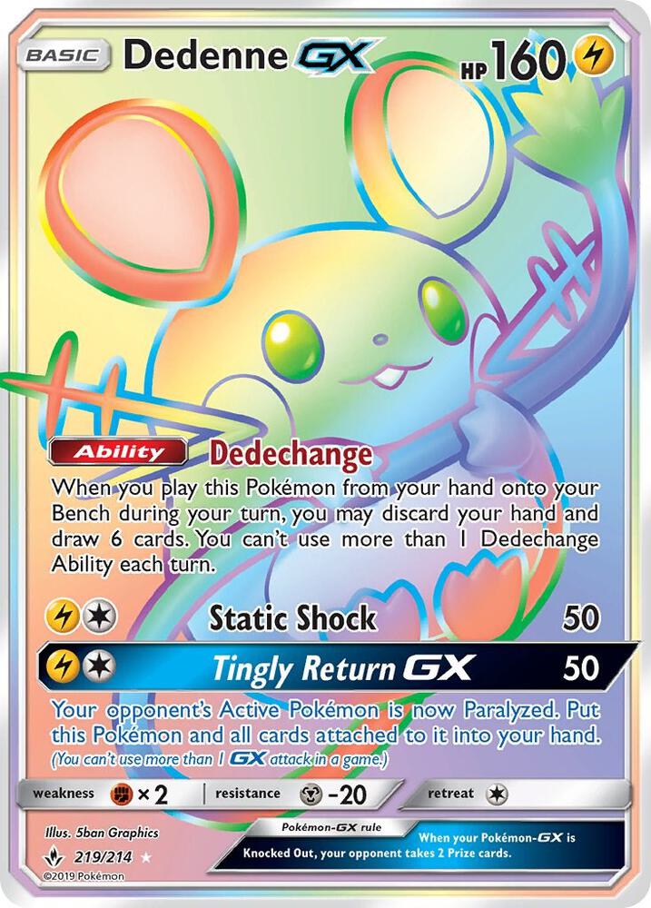 Dedenne GX (Secret) 219/214 card from SM - Unbroken Bonds