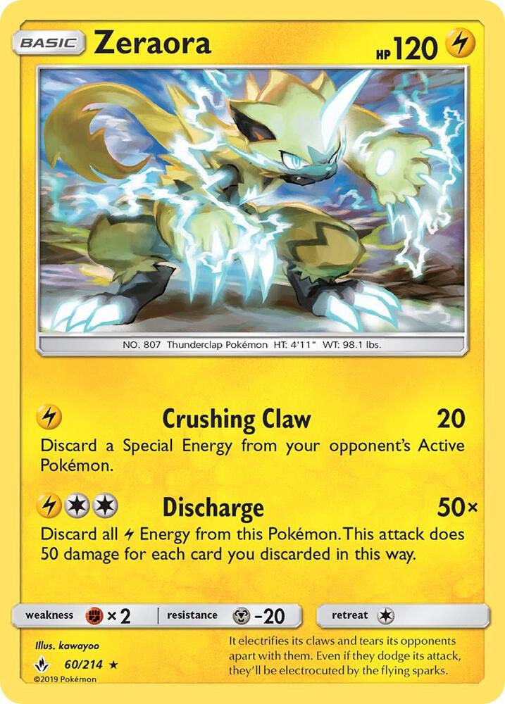 Zeraora 60/214 card from SM - Unbroken Bonds