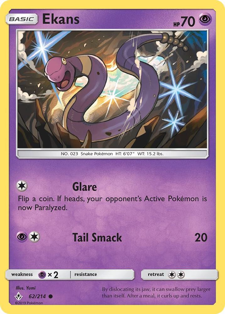 Ekans 62/214 card from SM - Unbroken Bonds