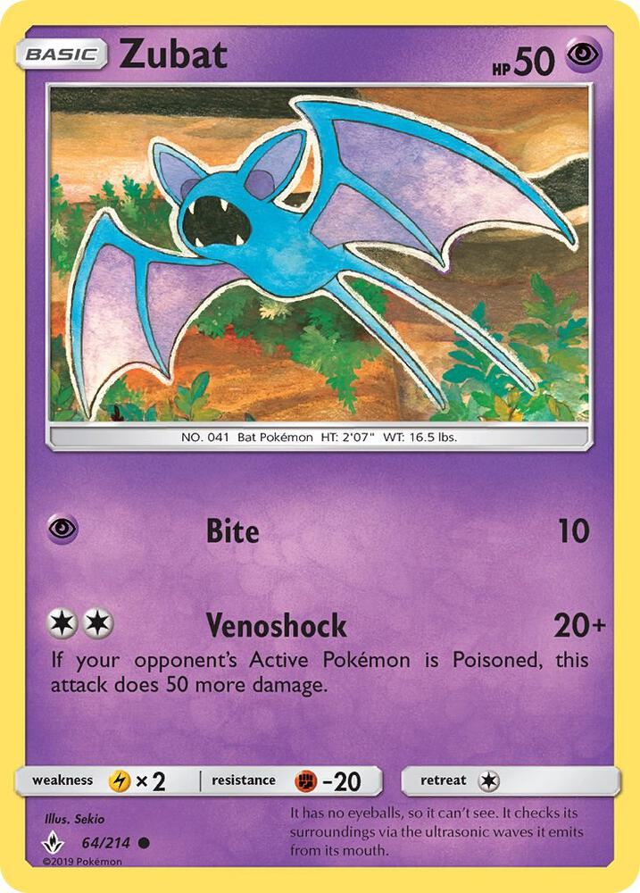 Zubat 64/214 card from SM - Unbroken Bonds
