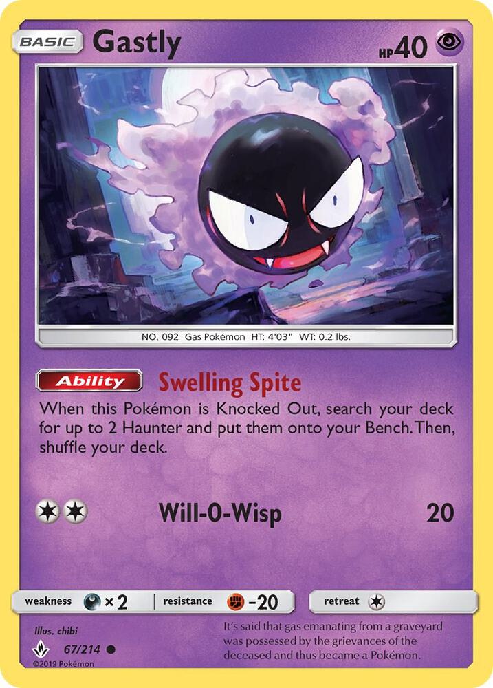 Gastly (67) 67/214 card from SM - Unbroken Bonds