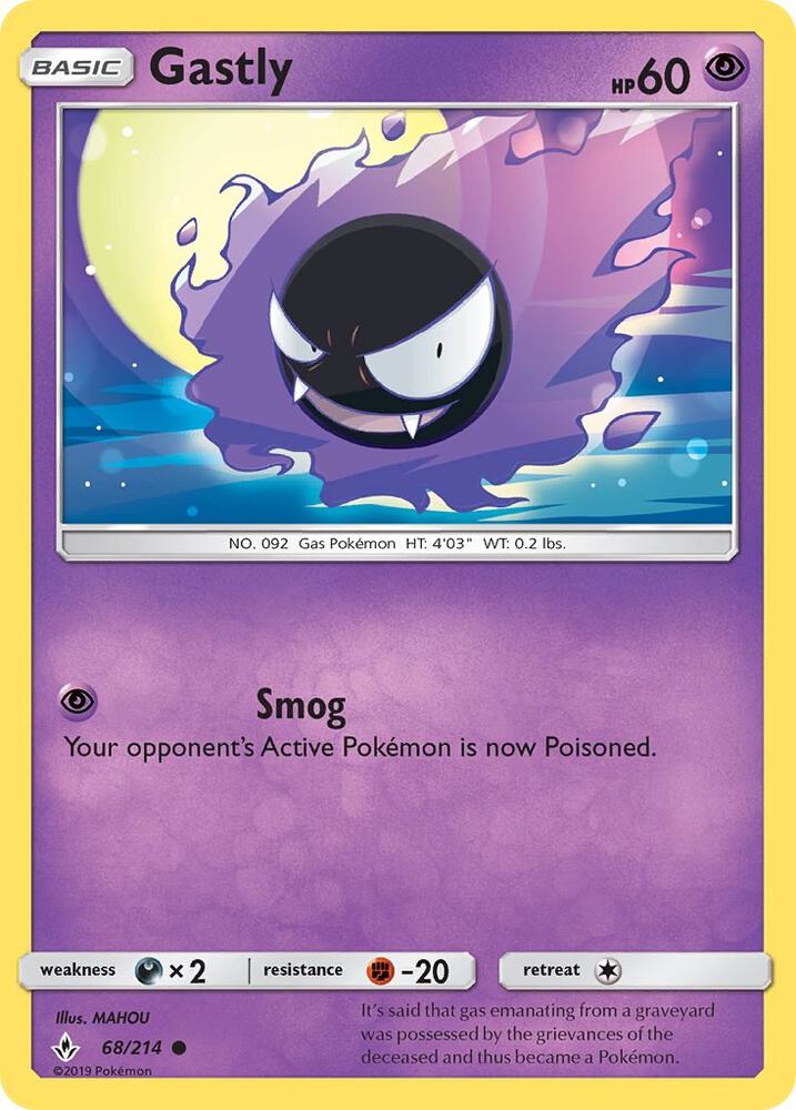Gastly (68) 68/214 card from SM - Unbroken Bonds