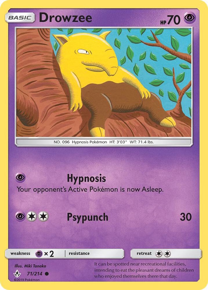 Drowzee 71/214 card from SM - Unbroken Bonds