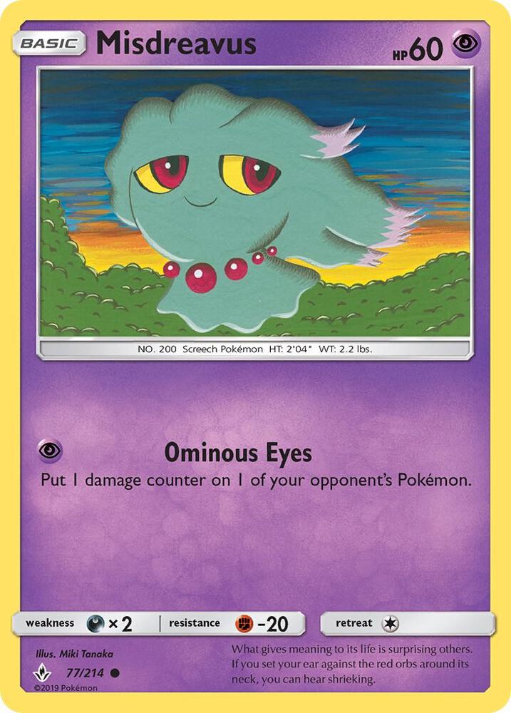 Misdreavus 77/214 card from SM - Unbroken Bonds