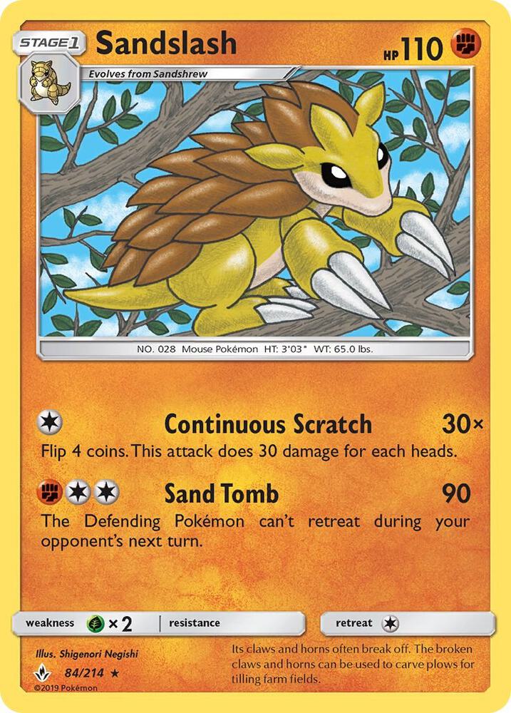 Sandslash 84/214 card from SM - Unbroken Bonds