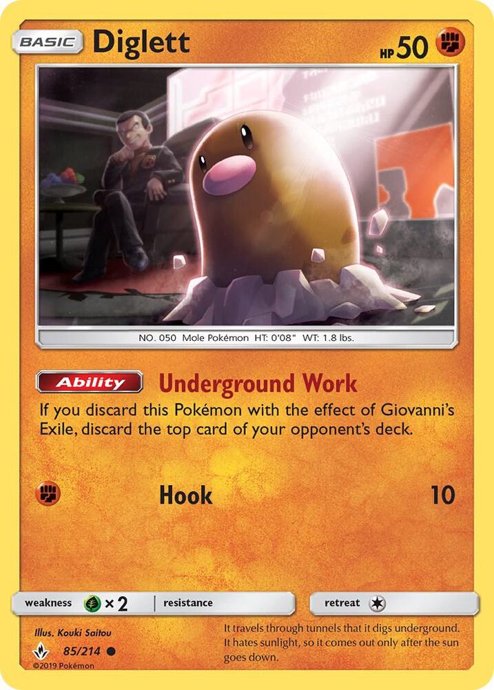 Diglett 85/214 card from SM - Unbroken Bonds