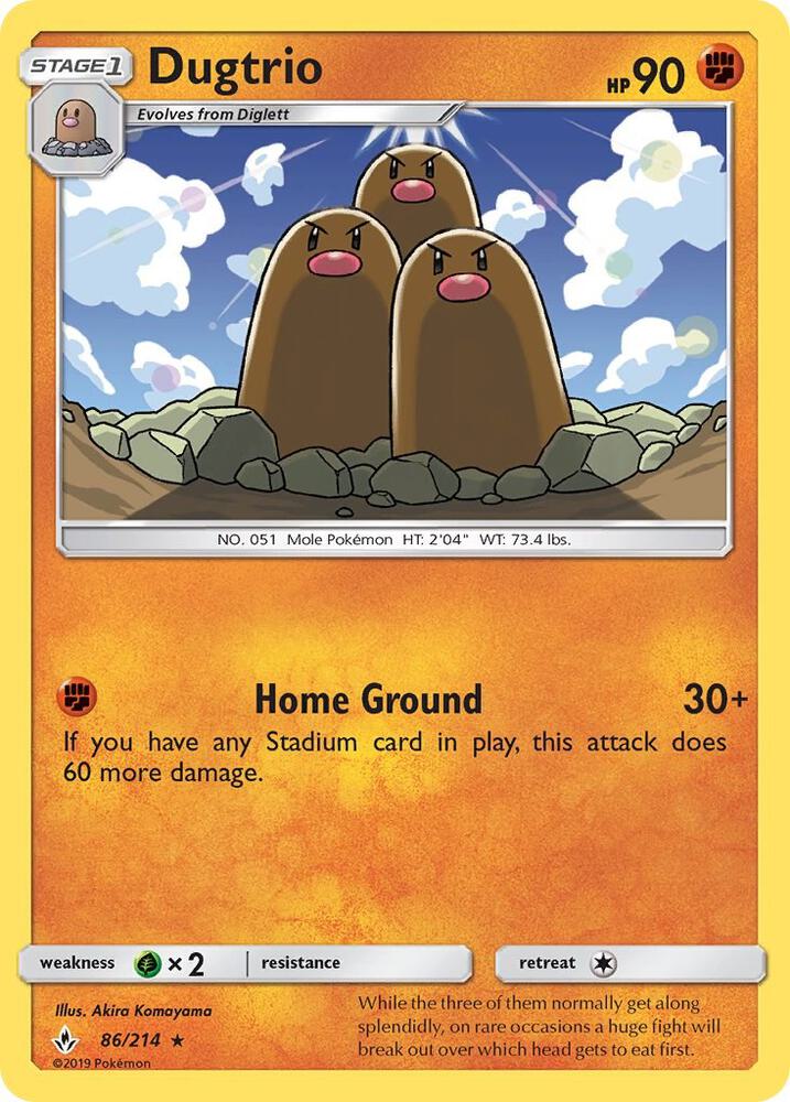 Dugtrio 86/214 card from SM - Unbroken Bonds