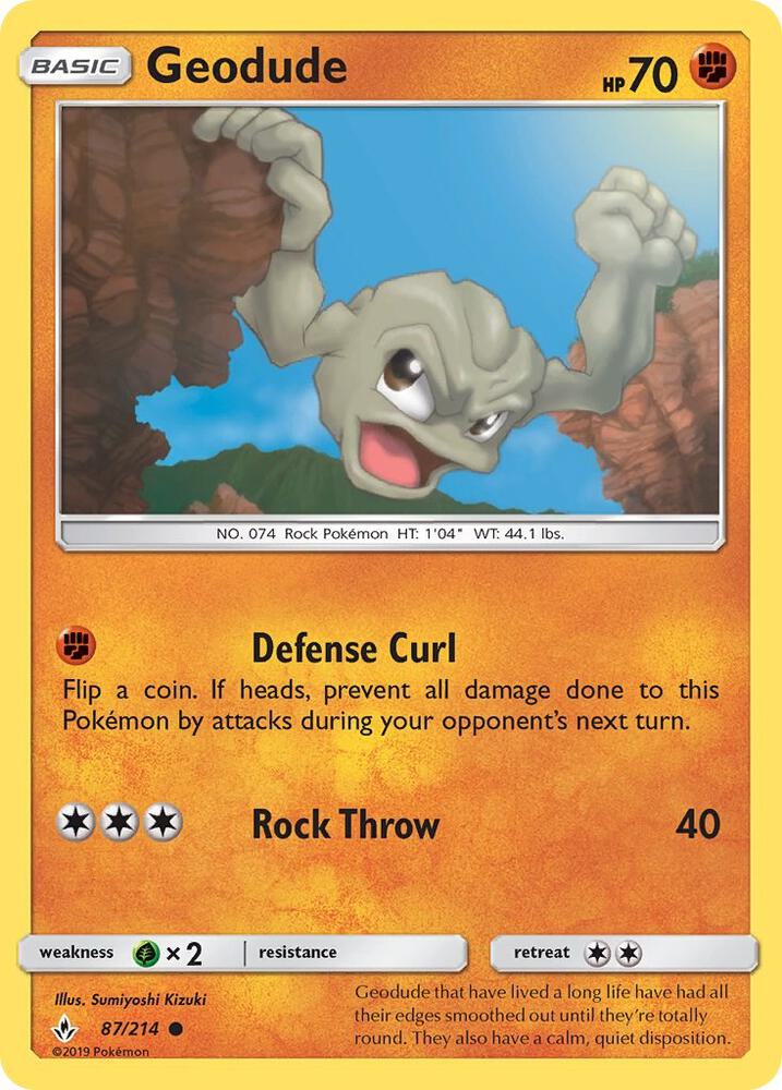 Geodude 87/214 card from SM - Unbroken Bonds