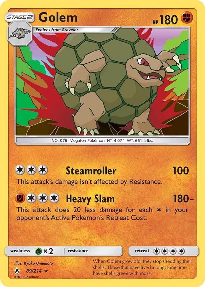 Golem 89/214 card from SM - Unbroken Bonds