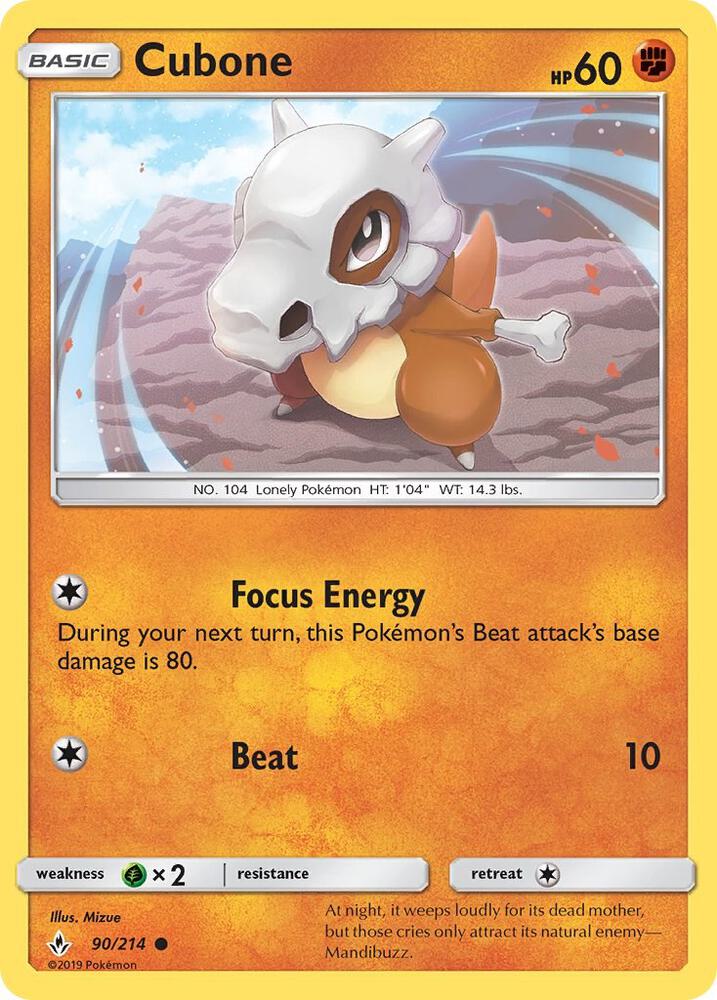 Cubone 90/214 card from SM - Unbroken Bonds