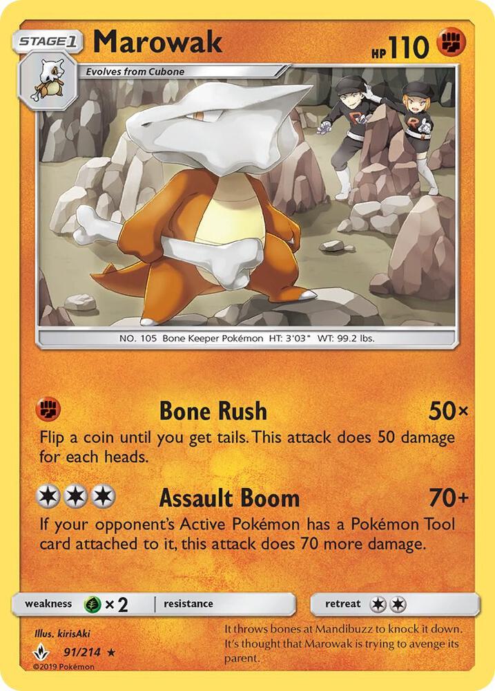 Marowak 91/214 card from SM - Unbroken Bonds