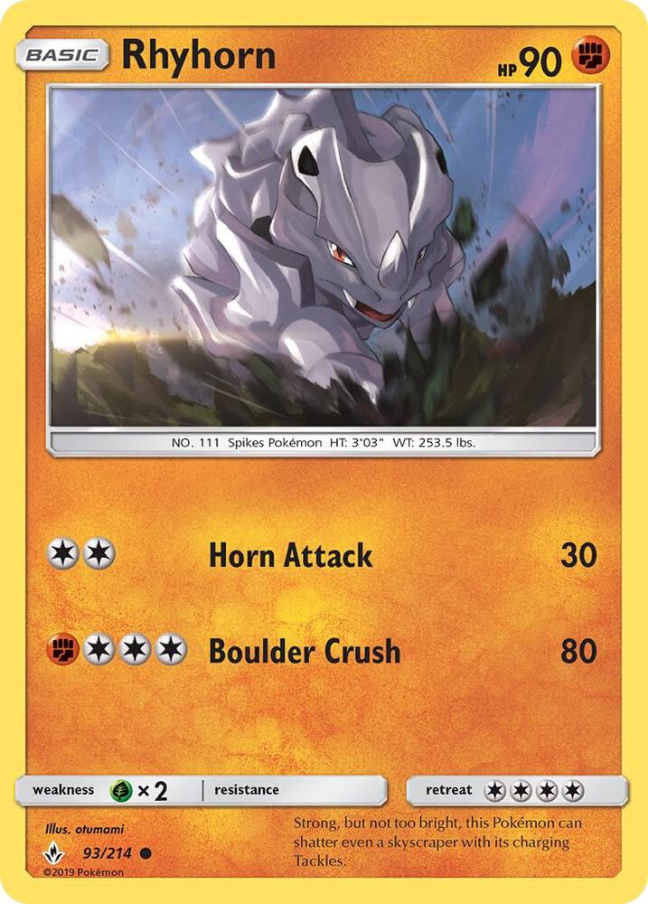 Rhyhorn (93) 93/214 card from SM - Unbroken Bonds