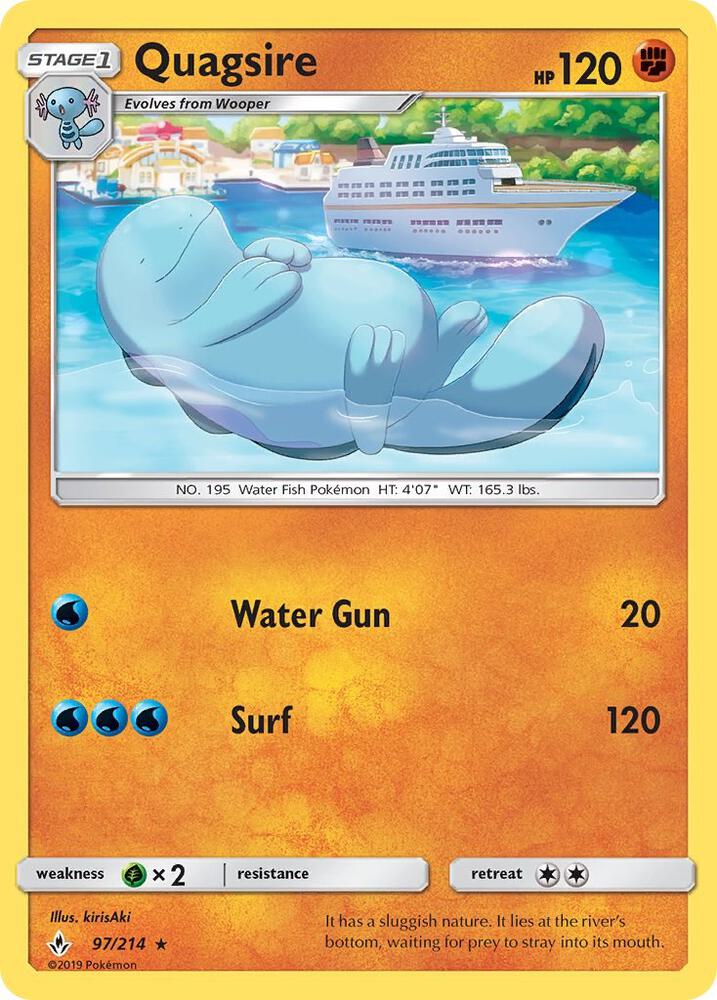 Quagsire 97/214 card from SM - Unbroken Bonds