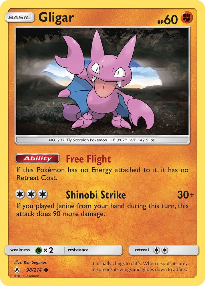 Gligar 98/214 card from SM - Unbroken Bonds