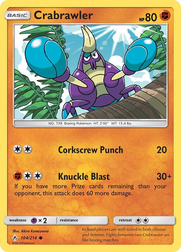 Crabrawler 104/214 card from SM - Unbroken Bonds