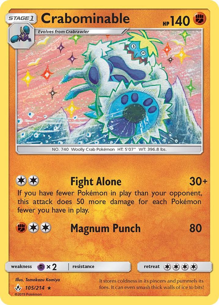 Crabominable 105/214 card from SM - Unbroken Bonds