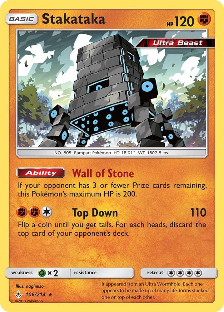 Stakataka 106/214 card from SM - Unbroken Bonds