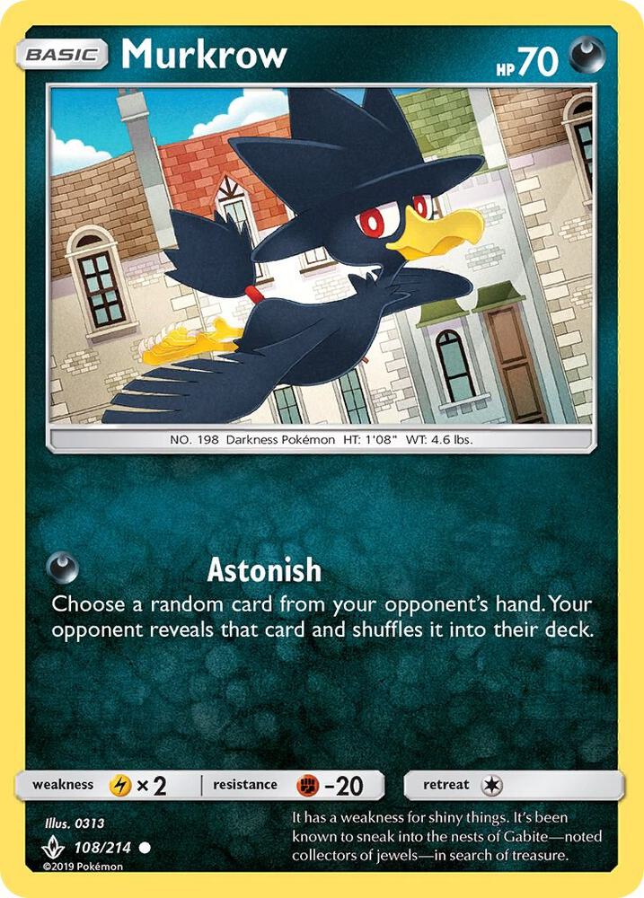 Murkrow 108/214 card from SM - Unbroken Bonds