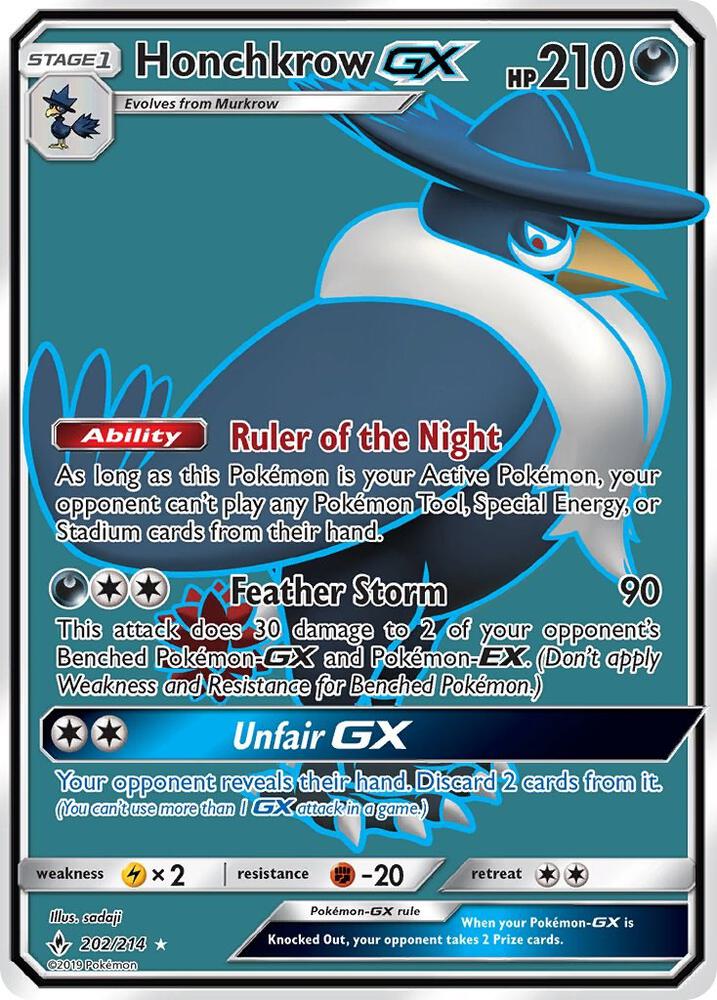 Honchkrow GX (Full Art) 202/214 card from SM - Unbroken Bonds