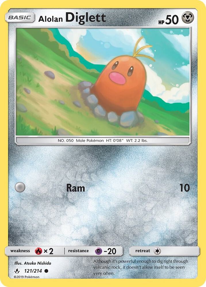 Alolan Diglett 121/214 card from SM - Unbroken Bonds
