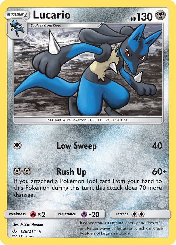 Lucario 126/214 card from SM - Unbroken Bonds
