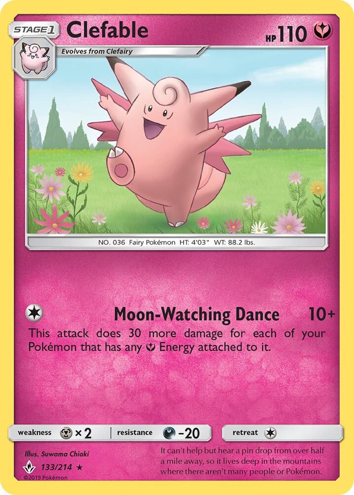 Clefable 133/214 card from SM - Unbroken Bonds