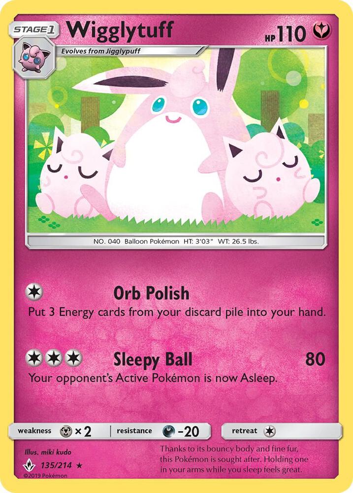 Wigglytuff 135/214 card from SM - Unbroken Bonds