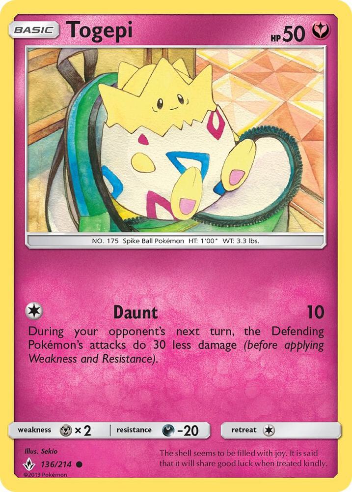 Togepi 136/214 card from SM - Unbroken Bonds
