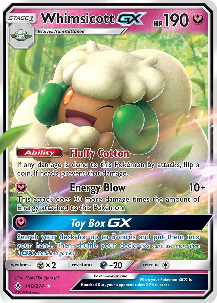 Whimsicott GX 140/214 card from SM - Unbroken Bonds
