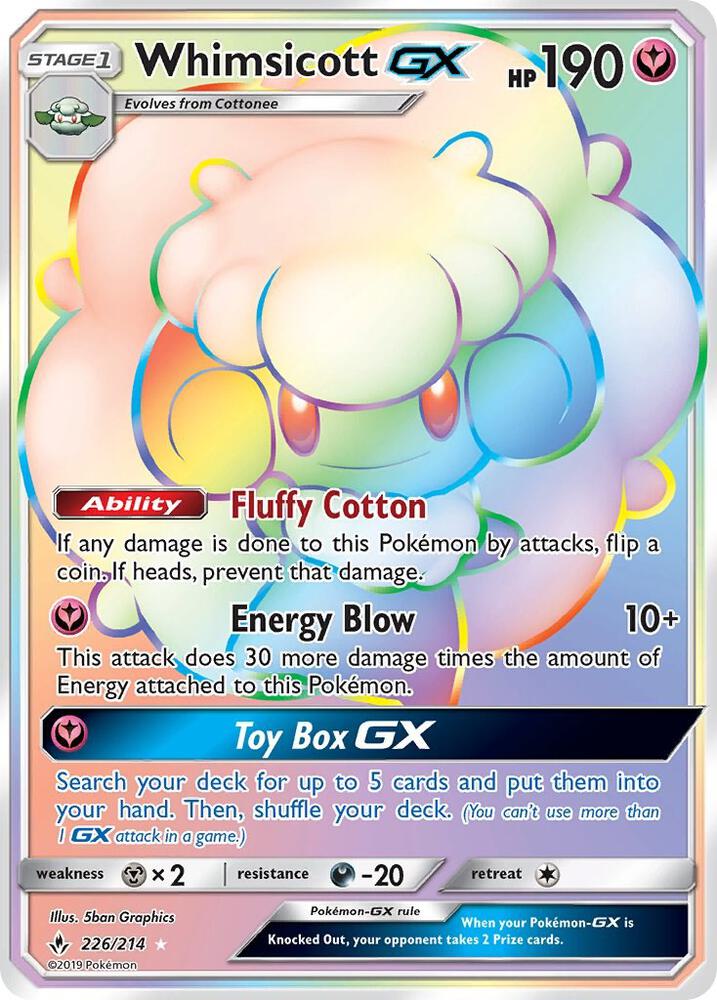 Whimsicott GX (Secret) 226/214 card from SM - Unbroken Bonds