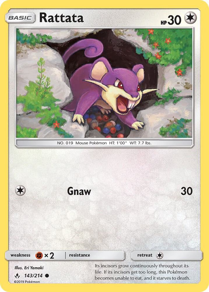 Rattata 143/214 card from SM - Unbroken Bonds