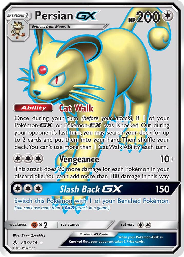 Persian GX (Full Art) 207/214 card from SM - Unbroken Bonds