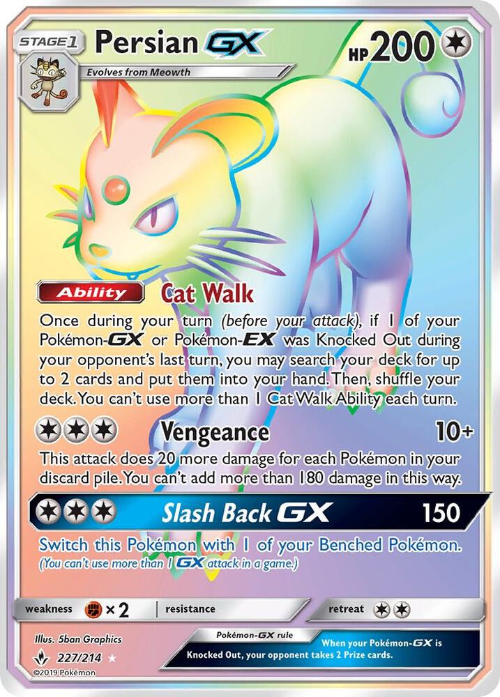 Persian GX (Secret) 227/214 card from SM - Unbroken Bonds