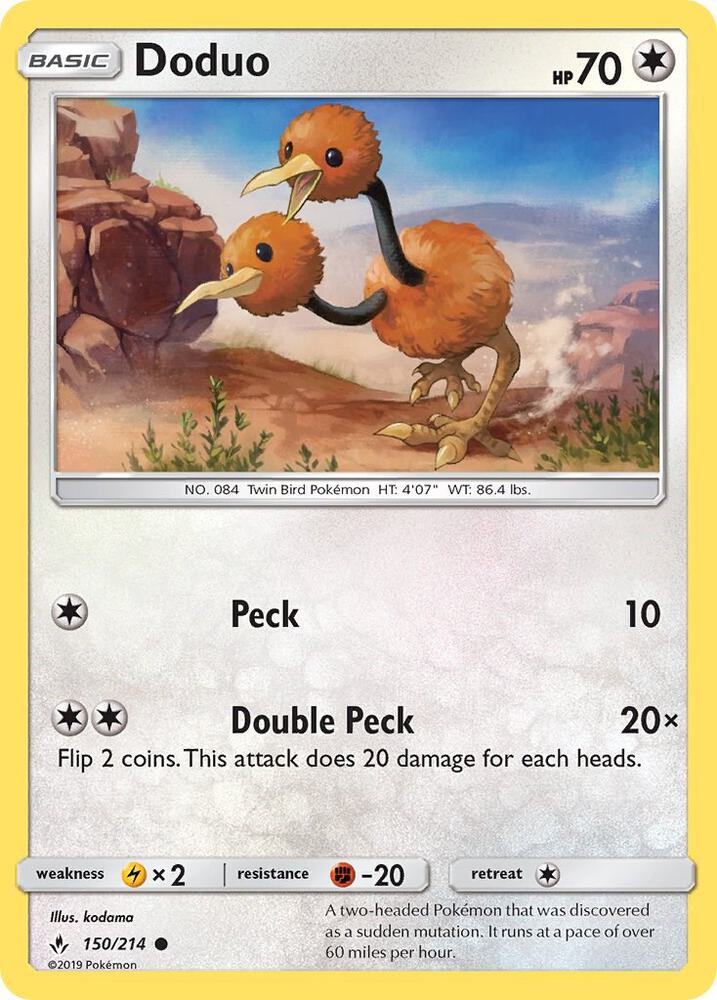 Doduo 150/214 card from SM - Unbroken Bonds