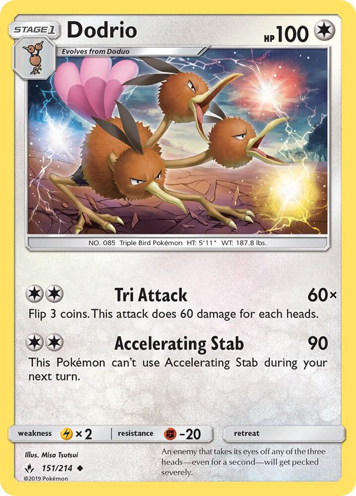 Dodrio 151/214 card from SM - Unbroken Bonds