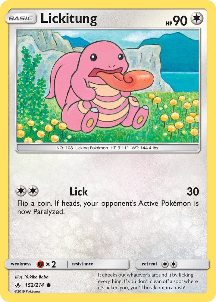 Lickitung 152/214 card from SM - Unbroken Bonds