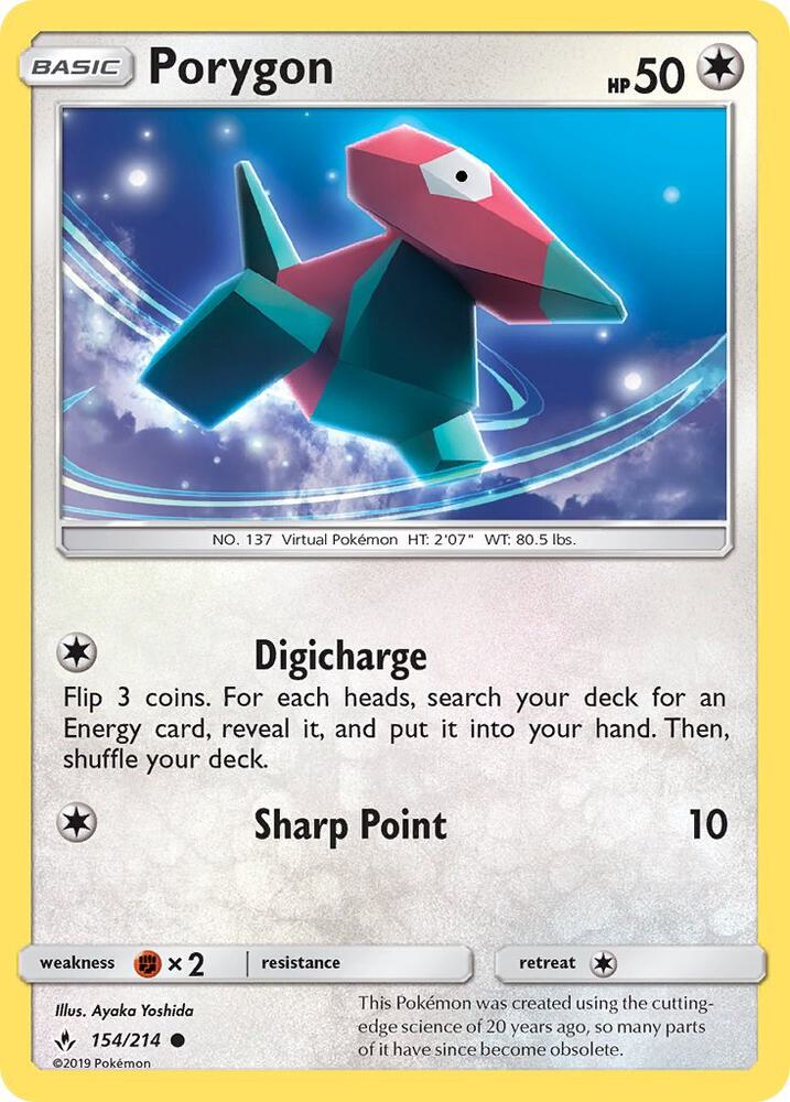 Porygon (154) 154/214 card from SM - Unbroken Bonds