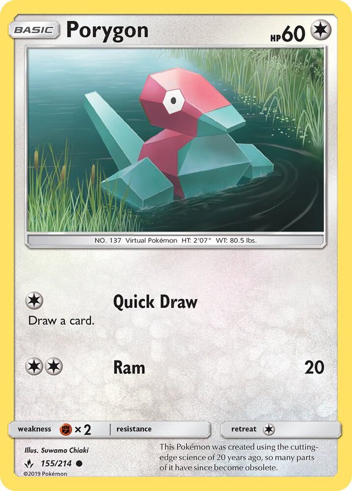 Porygon (155) 155/214 card from SM - Unbroken Bonds