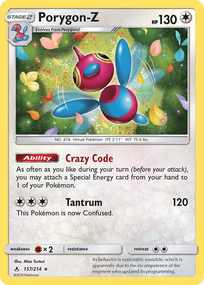 Porygon-Z 157/214 card from SM - Unbroken Bonds