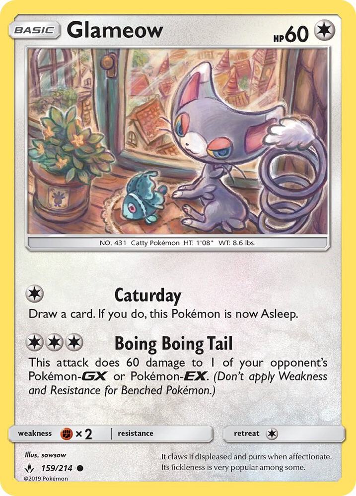 Glameow 159/214 card from SM - Unbroken Bonds