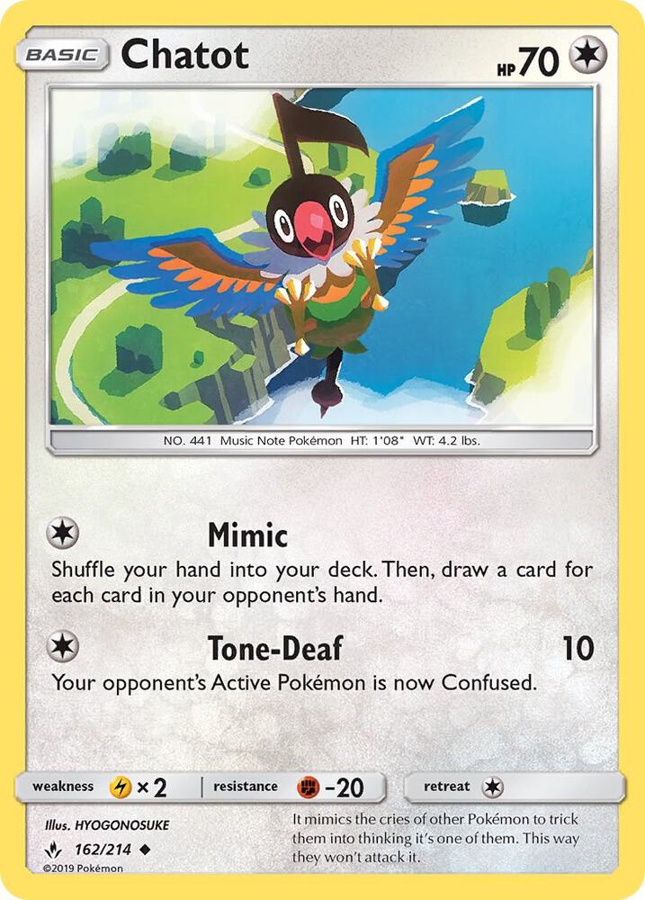 Chatot 162/214 card from SM - Unbroken Bonds