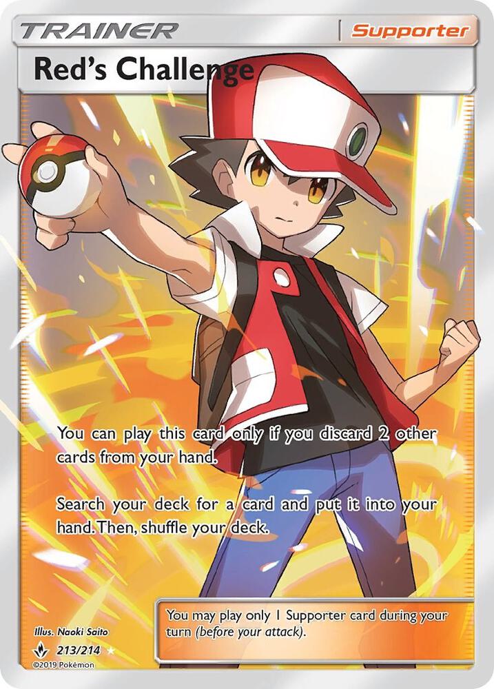 Red's Challenge (Full Art) 213/214 card from SM - Unbroken Bonds