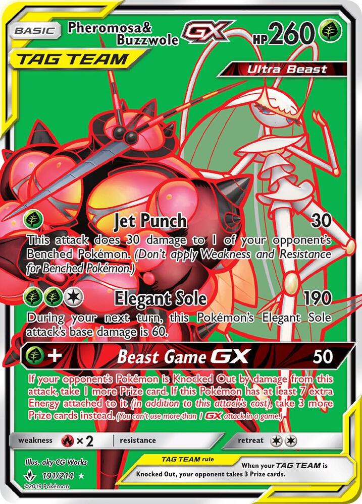 Pheromosa & Buzzwole GX (191) (Full Art) 191/214 card from SM - Unbroken Bonds