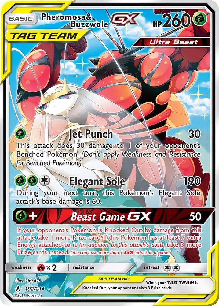 Pheromosa & Buzzwole GX (192) (Alternate Full Art) 192/214 card from SM - Unbroken Bonds