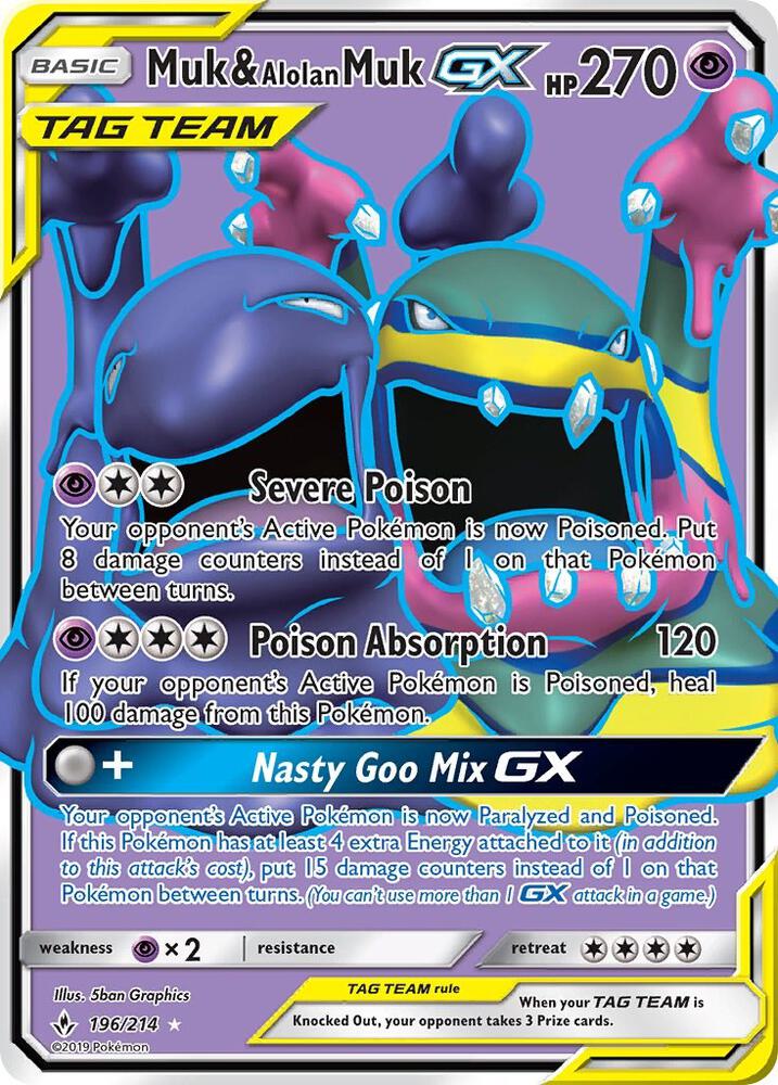 Muk & Alolan Muk GX (196) (Full Art) 196/214 card from SM - Unbroken Bonds