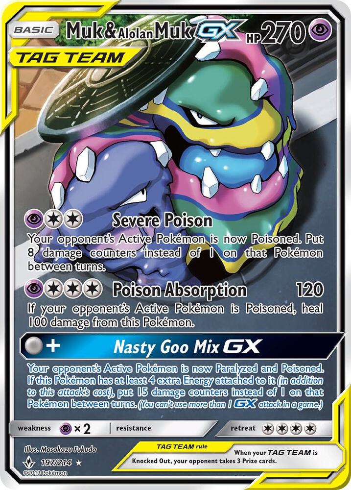 Muk & Alolan Muk GX (197) (Full Art) 197/214 card from SM - Unbroken Bonds