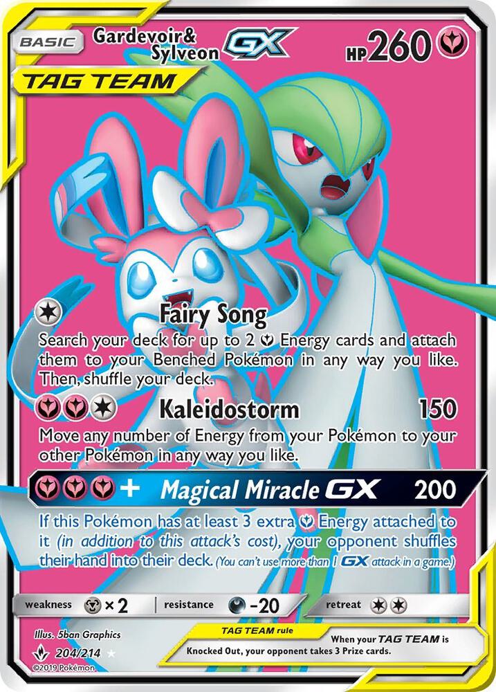 Gardevoir & Sylveon GX (204) (Full Art) 204/214 card from SM - Unbroken Bonds